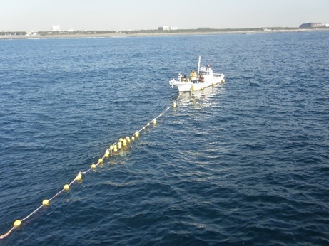 Earth resistance measurement test on the sea