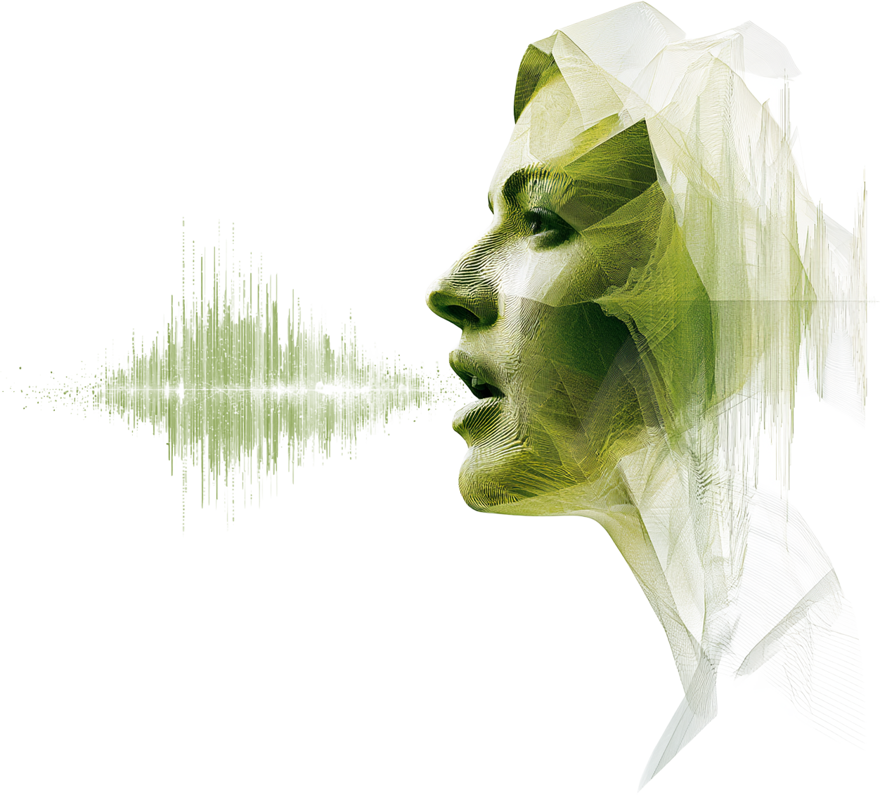人物の横顔と音声波形のイメージ