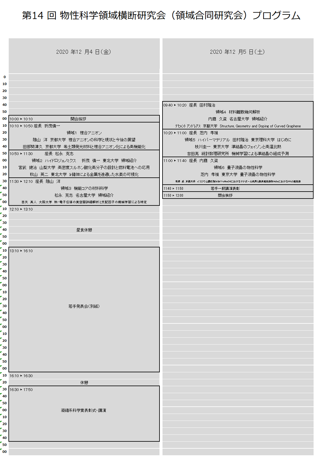 全プログラム・タイムテーブル
