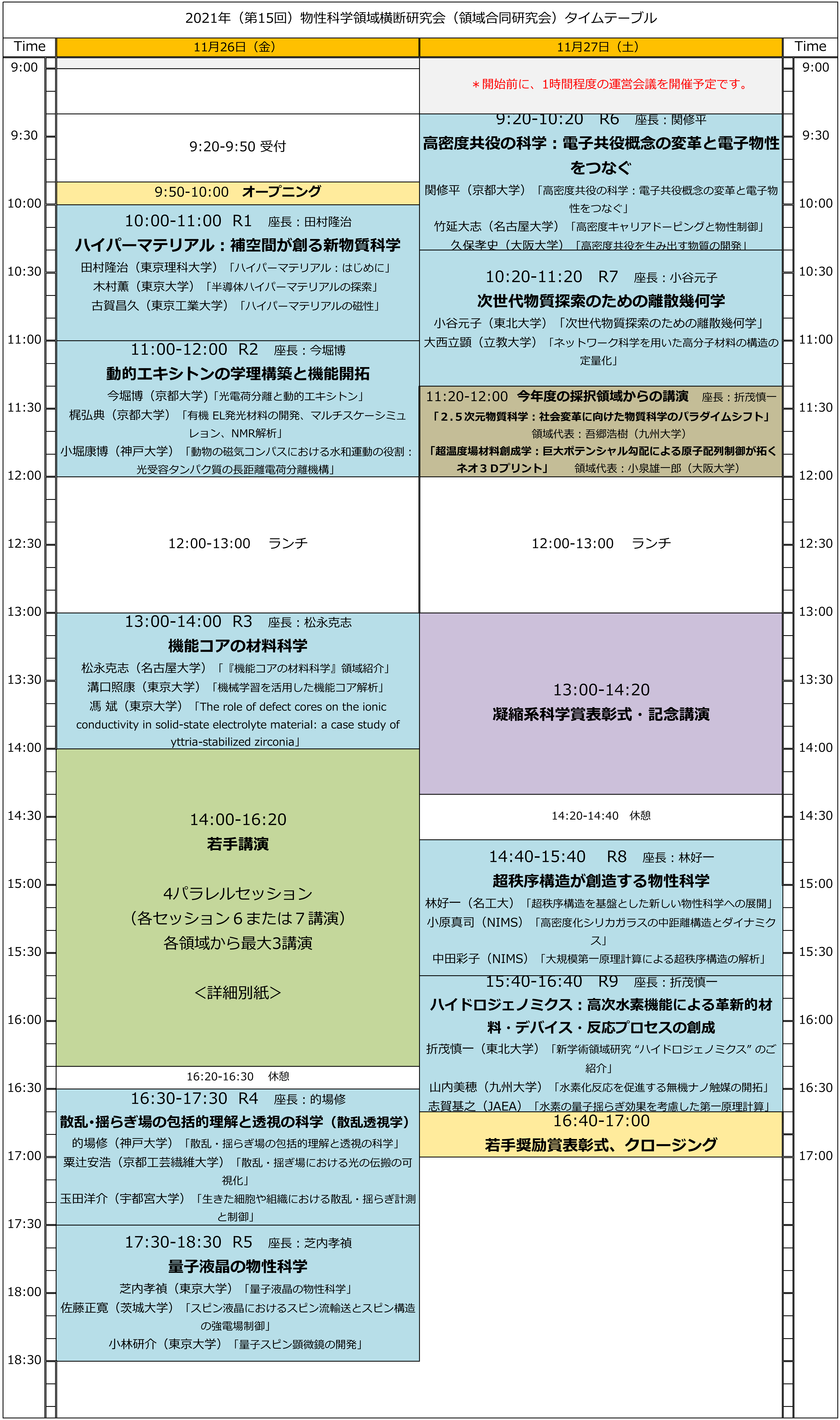 タイムテーブル