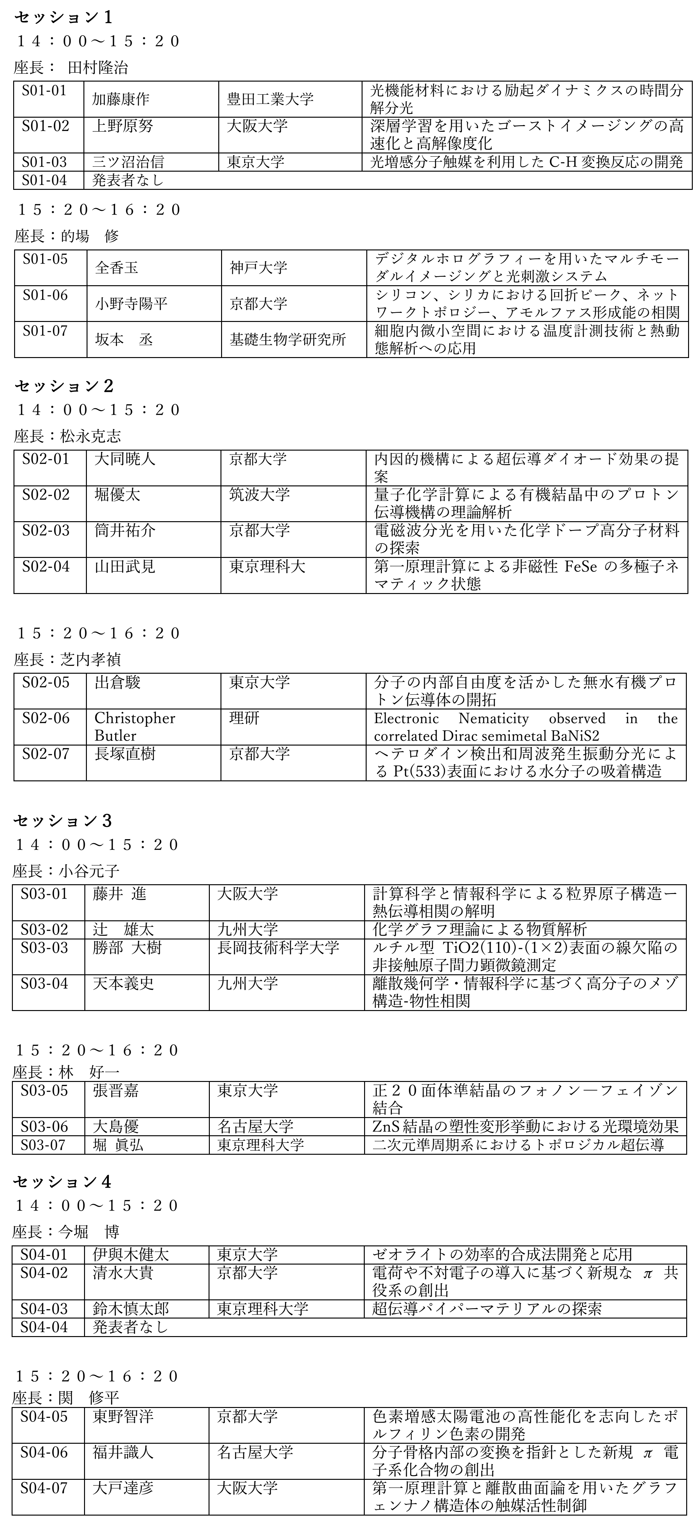 タイムテーブル