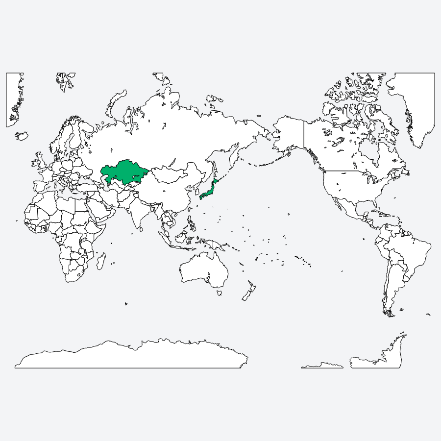 鞆研究室在籍者の出身地域 世界地図